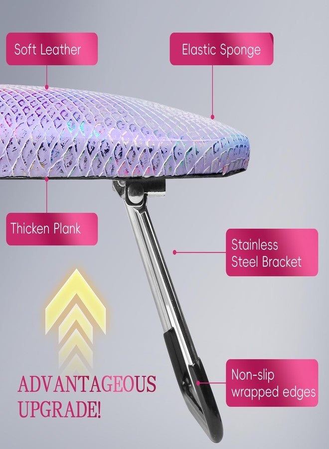 krofaue Professional Nail Hand Rest Stand - Nail Arm Rest High Density Sponge Foldable PU Leather Nail Arm Rest for Nail Tech with Non-Slip Stable Reduce Hand Fatigue Fit for Manicure Salon Use Purple - Image 5